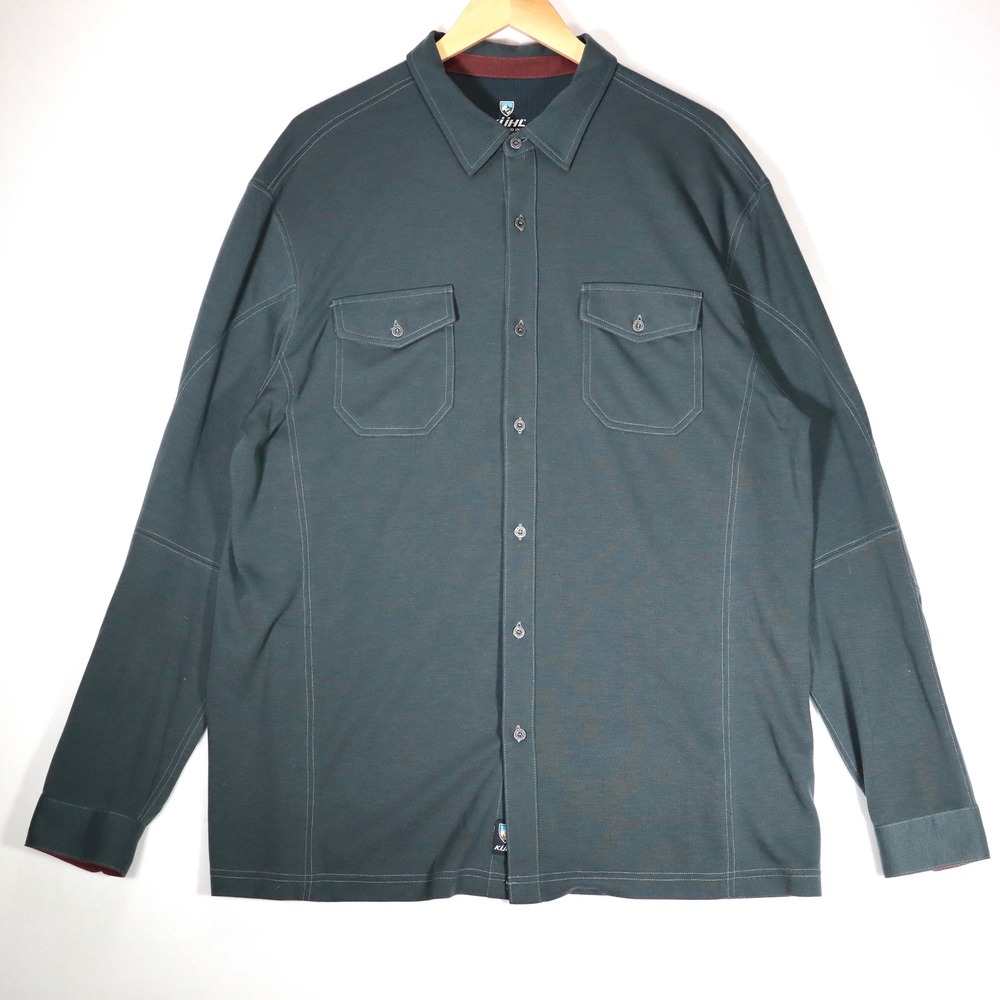 KUHL AeroSoft Shirt Mens XXL Gray Button Down Long Sleeve Hiking Outdoor Casual